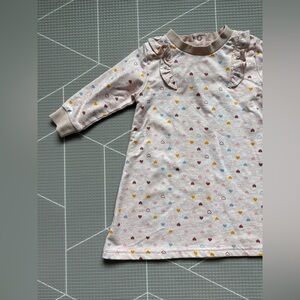 Picapino|Baby girl long sleeve soft dress w ditsy Heart-Print,neutral Cream•12M